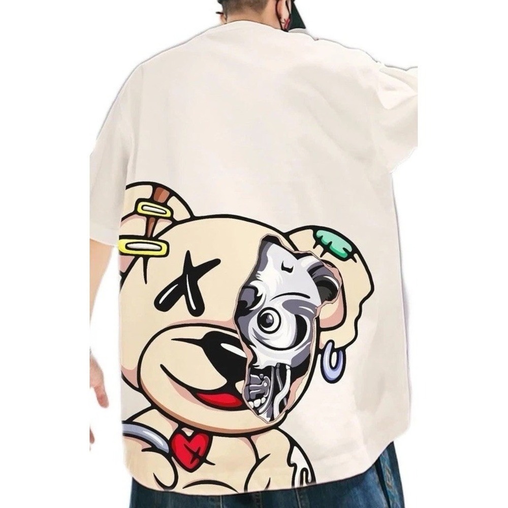 Soly Hux Scoovy Bear Cartoon Shirt Men Size Large Apricot New Streetwear C171